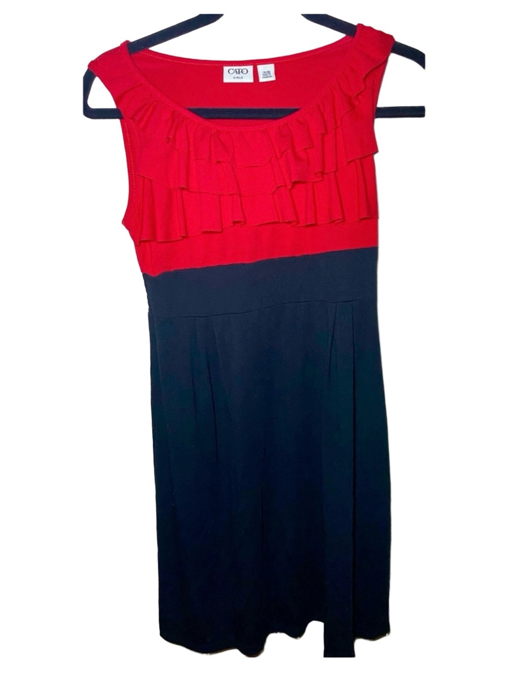 Y2K Cato Girls Red And Black Sleeveless Dress‎ With Ruffles Size 16